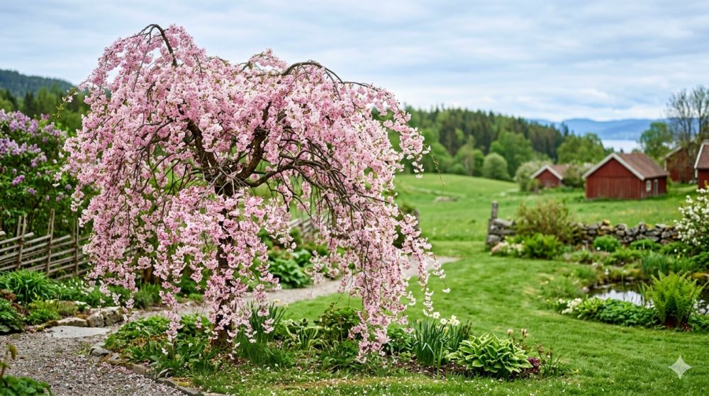 en podet hænge prydkirsebær